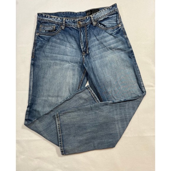 T.K Axel Mens Relaxed Straight Denim Blue Jeans 36X32 - Picture 1 of 3